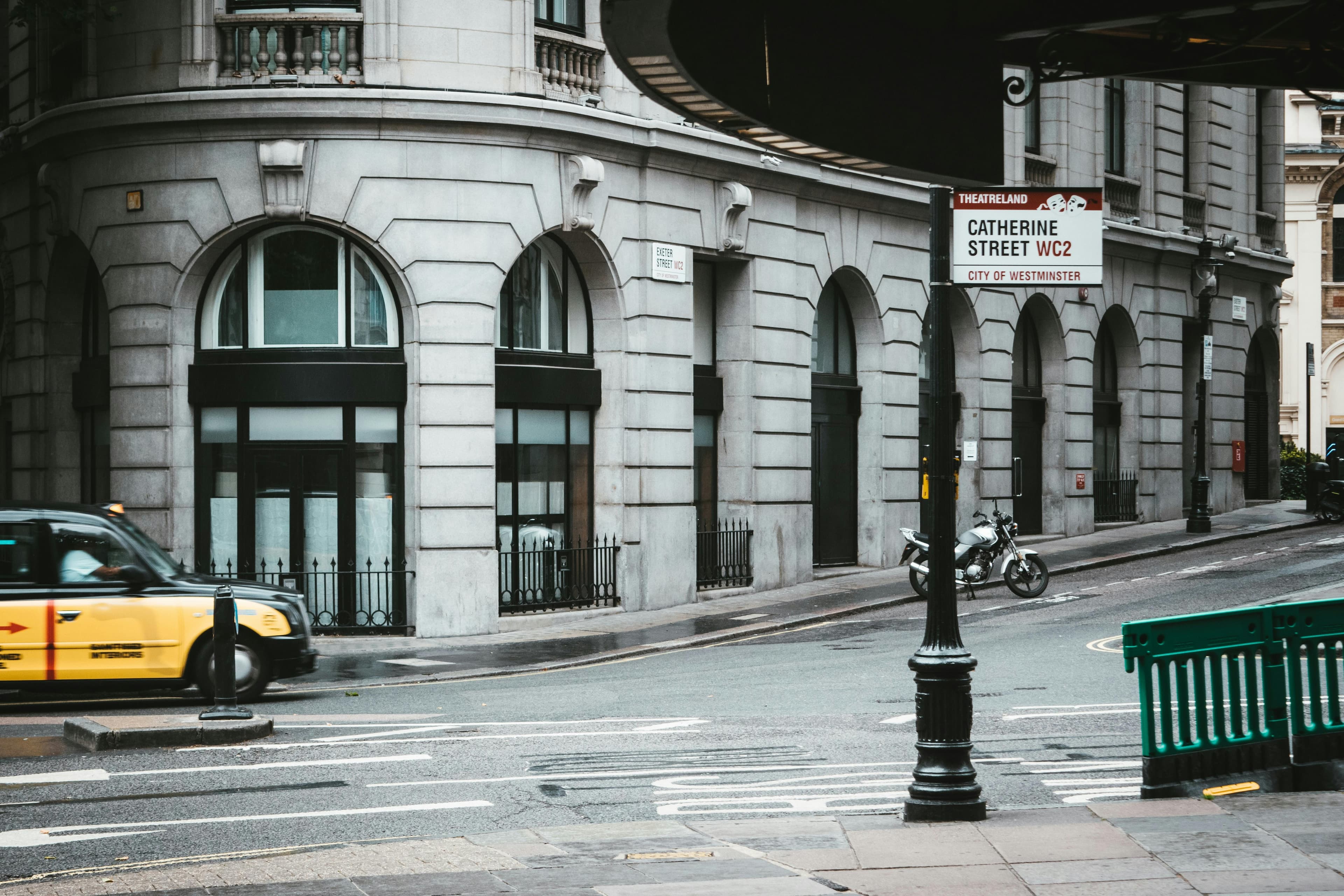 Taxi driving through London, UK